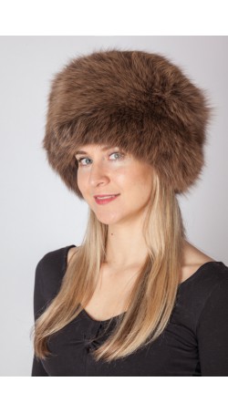Brown fox fur hat
